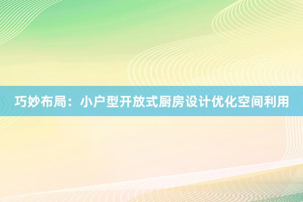 巧妙布局：小户型开放式厨房设计优化空间利用